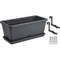 oakd.shop Railing Plastic Plastic Vase 50 cm Charcoal with Adjustable Brackets - Product view