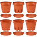 oakd.shop Ventilated Plastic Nursery Pots 15 cm Terracotta Set of 6 - Product view