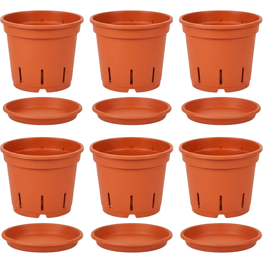 oakd.shop Ventilated Plastic Nursery Pots 15 cm Terracotta Set of 6